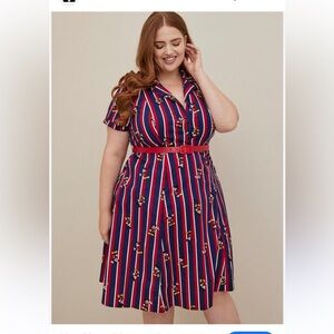 Disney Women's Dress with Red and Blue Stripes size 14 (missing belt)